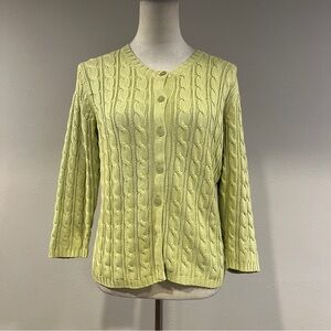 Gap Light Green Cable Knit Button-Front Women's Sweater size medium